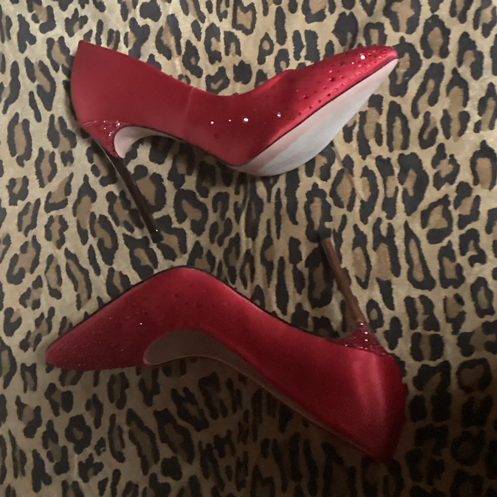 Red Heels with Rhinestone Detail - Picture 2 of 9